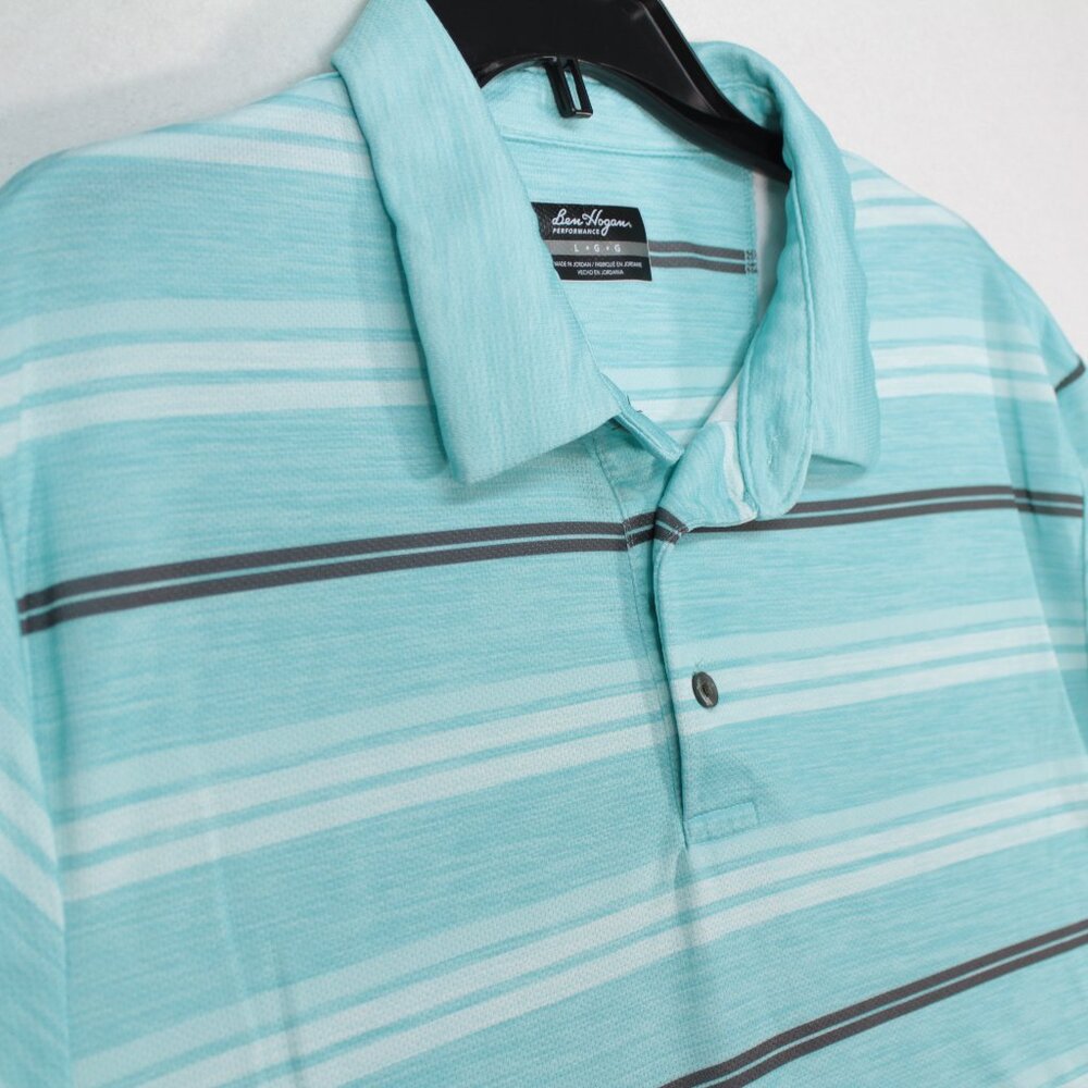 Ben Hogan Polo Men's Large Blue Short Sleeve Striped